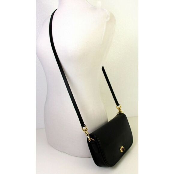 VTG TRADITIONAL TRENDS BLACK SADDLE GENUINE LEATHER SHOULDER BAG HANDBAG X-BODY - Picture 2 of 9